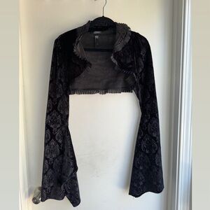 Widow Brocade Victorian Goth Bolero Shrug Bell Sleeve L